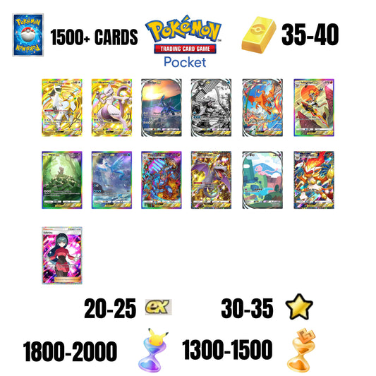💎1500+ CARDS💎13 CARDS GUARANTEED🔥25 EX 4*🌟35 1 STAR CARDS🌟40 GOLD BARS🌟2000 PACK HOURGLASSES🌟1500 WONDER HOURGLASSES