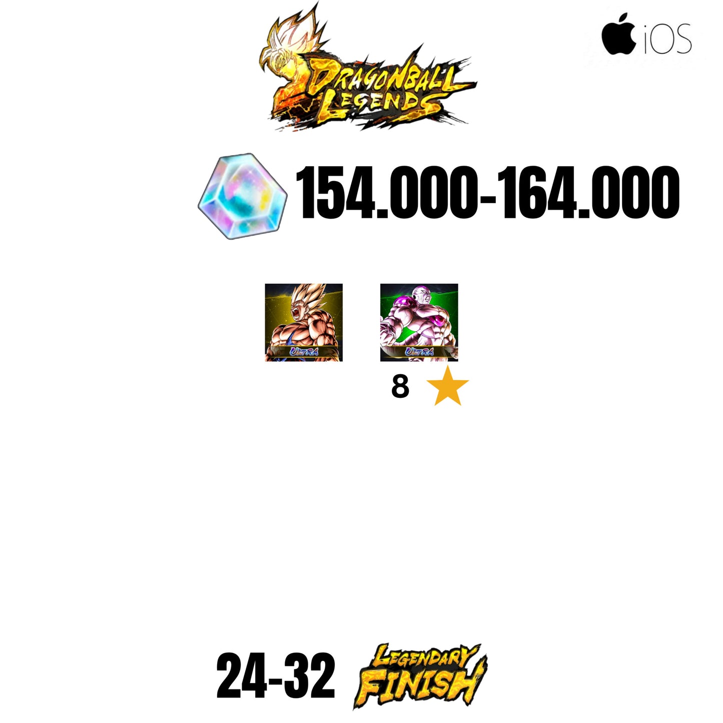[GLOBAL][IOS] 154.000-164.000 CC | GOKU ULTRA | FRIEZA ULTRA | 24-32 LF