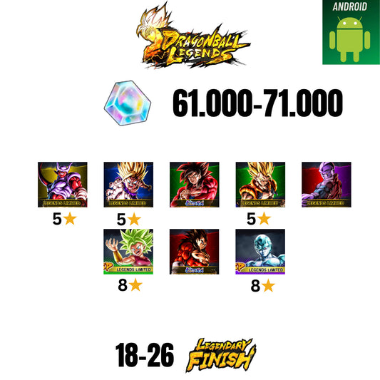 [GLOBAL][ANDROID] 61.000-71.000 CC | GOKU SS4 ULTRA | GOHAN SS2 5* | GOGETA LF 5* | JANEMBA LF 5* | 8 CHARACTERS | 18-26 LF