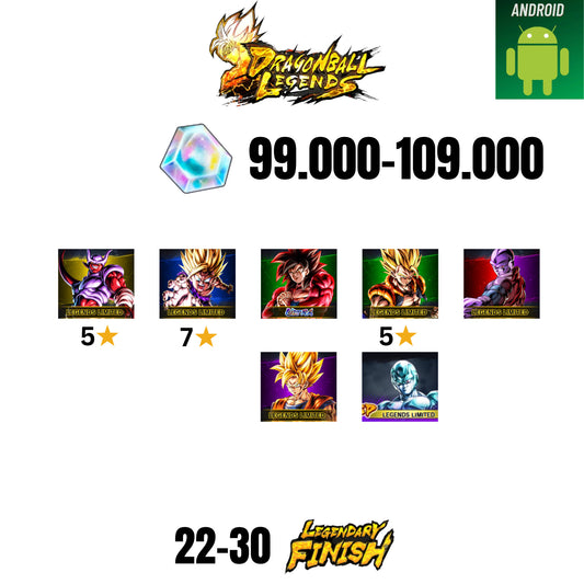 [GLOBAL][ANDROID] 99.000-109.000 CC | GOKU SS4 ULTRA | GOHAN SS2 7* | GOGETA LF 5* | JANEMBA LF 5* | 5 CHARACTERS | 22-30 LF