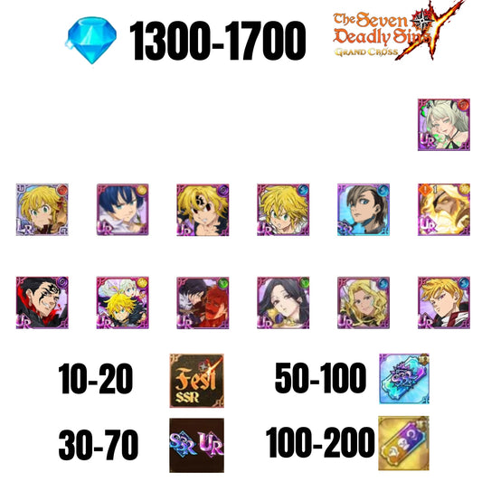 [GLOBAL] 1300-1700 GEMS | ODIN | GAWAIN | NEMESIS MELIODAS | ESCANOR/MERLIN | 11 FEST UR | 30-70 FEST UR/SSR