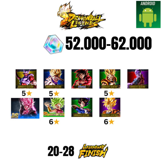 [GLOBAL][ANDROID] 52.000-62.000 CC | ROSE LEGEND | GOKU SS4 ULTRA | GOHAN SS2 5* | GOGETA LF 5* | JANEMBA LF 5* | 8 CHARACTERS | 20-28 LF