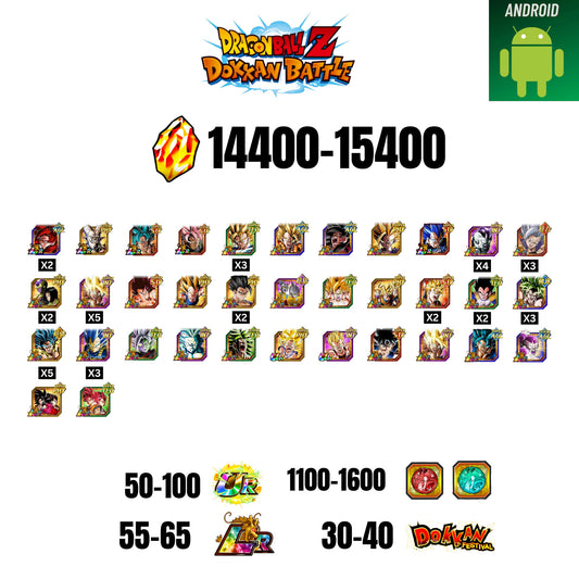 🔥15400 STONES💎44 CHARACTERS GUARANTEED🔥65 LR + 40 DF + 100 UR+ 1600 COIN🔥DOKKAN BATTLE GLOBAL(ANDROID)✨️