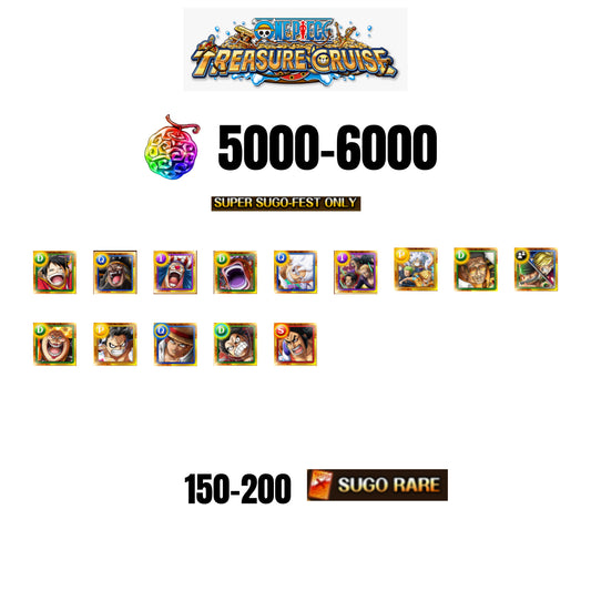 [GLOBAL][ANDROID] 5000-6000 GEMS | 3 12TH ANNY CHARACTERS | 14 SUPER SUGO FEST | 150-170 SUGO RARE