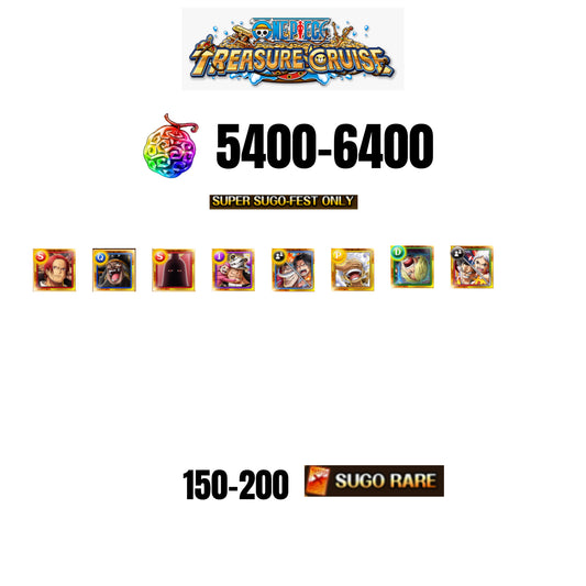 [GLOBAL][ANDROID] 5400-6400 GEMS | 3 12TH ANNY CHARACTERS | 8 SUPER SUGO FEST | 150-170 SUGO RARE