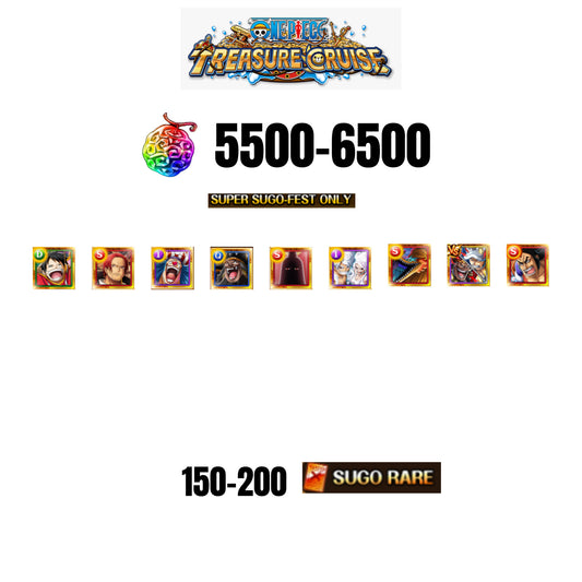 [GLOBAL][ANDROID] 5500-6500 GEMS | 4 12TH ANNY CHARACTERS | 9 SUPER SUGO FEST | 150-170 SUGO RARE