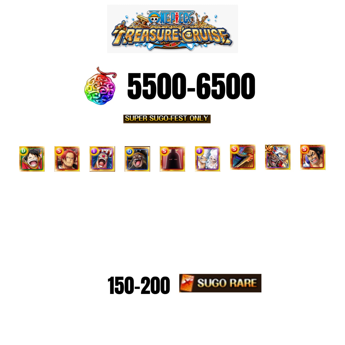 [GLOBAL][ANDROID] 5500-6500 GEMS | 5 12TH ANNY CHARACTERS | 9 SUPER SUGO FEST | 150-170 SUGO RARE