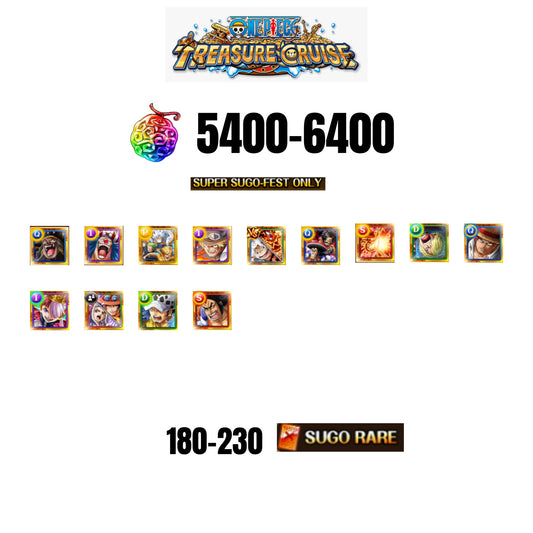 [GLOBAL][ANDROID] 5500-6500 GEMS | 2 12TH ANNY CHARACTERS | 13 SUPER SUGO FEST | 150-170 SUGO RARE