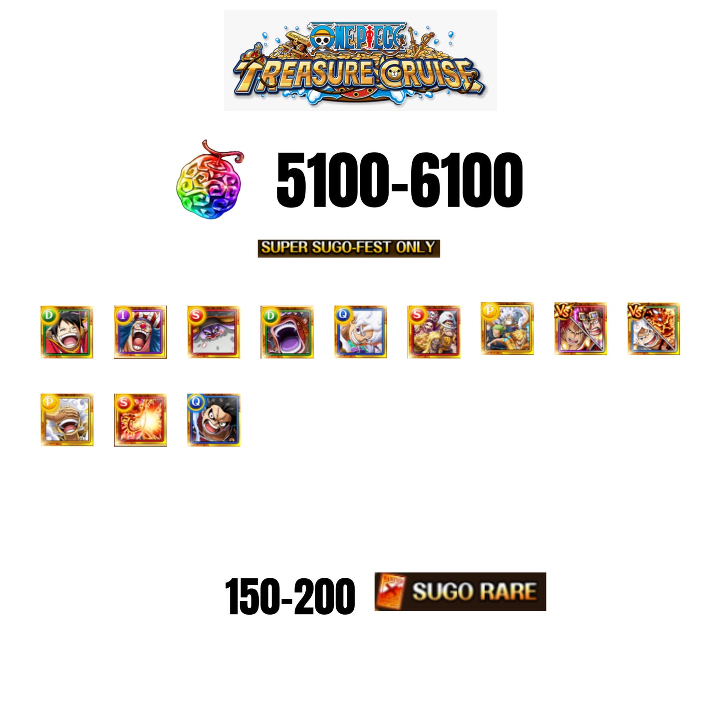 [GLOBAL][ANDROID] 5100-6100 GEMS | 2 12TH ANNY CHARACTERS | 12 SUPER SUGO FEST | 150-200 SUGO RARE