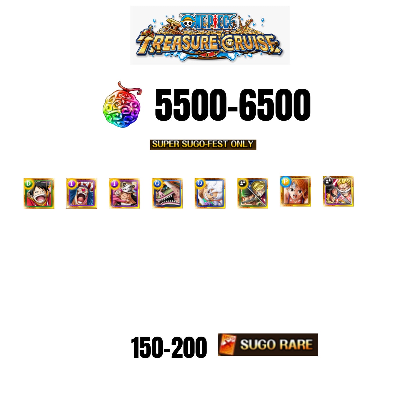 [GLOBAL][ANDROID] 5500-6500 GEMS | 2 12TH ANNY CHARACTERS | 8 SUPER SUGO FEST | 150-170 SUGO RARE
