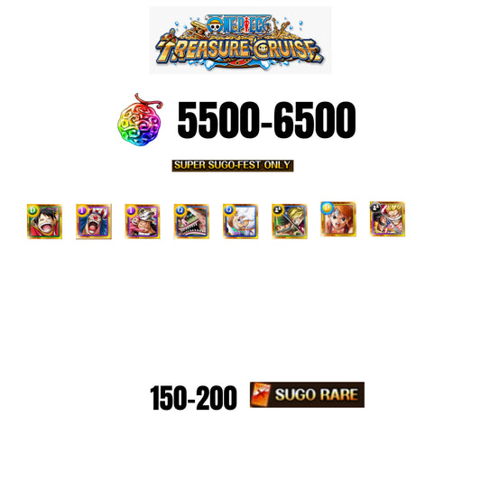 [GLOBAL][ANDROID] 5500-6500 GEMS | 2 12TH ANNY CHARACTERS | 8 SUPER SUGO FEST | 150-170 SUGO RARE