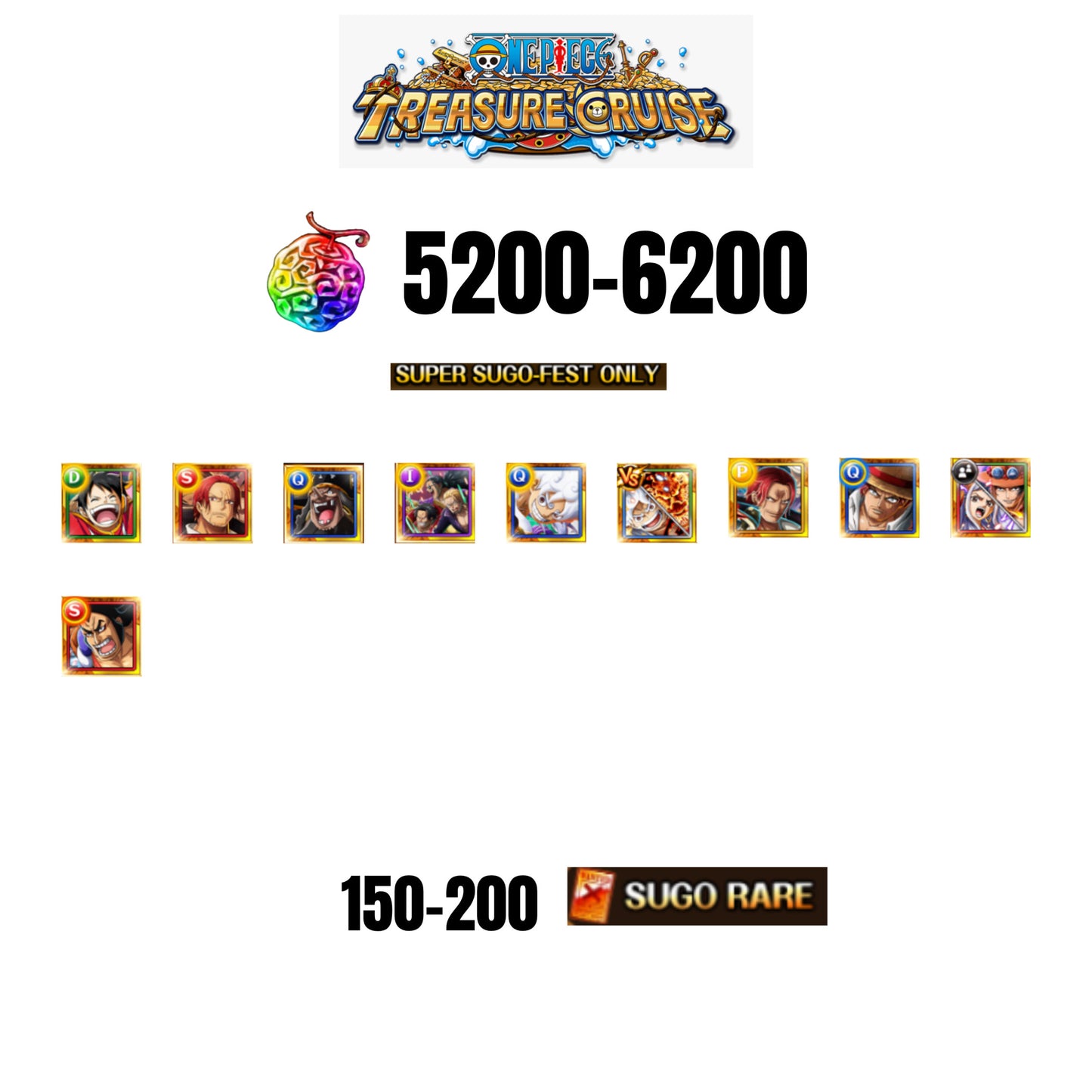 [GLOBAL][ANDROID] 5200-6200 GEMS | 3 12TH ANNY CHARACTERS | 10 SUPER SUGO FEST | 150-170 SUGO RARE