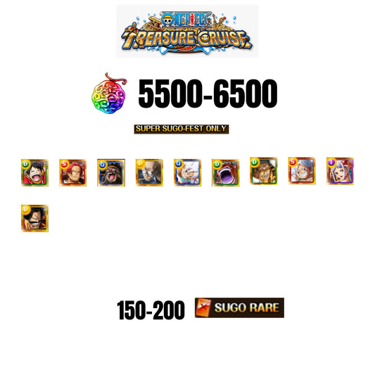 [GLOBAL][ANDROID] 5500-6500 GEMS | 3 12TH ANNY CHARACTERS | 10 SUPER SUGO FEST | 150-170 SUGO RARE