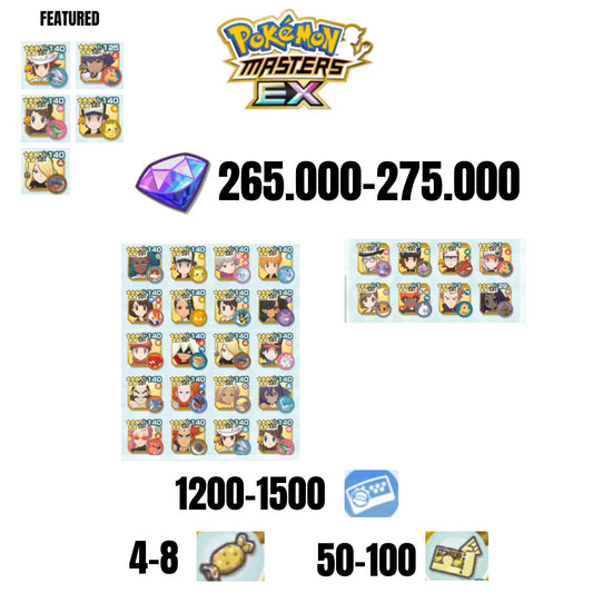 [ANDROID] 265.000-275.000 GEMS | 5 FEATURED UNITS | 28 UNITS GUARANTEED | 1200-1500 TICKET 5-STAR | 4-8 5-STAR MOVE CANDY | 50-100 5-STAR POWER UP