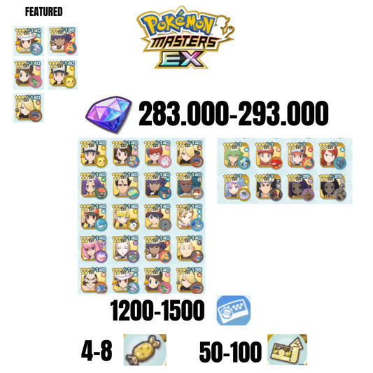 [ANDROID] 283.000-293.000 GEMS | 5 FEATURED UNITS | 28 UNITS GUARANTEED | 1200-1500 TICKET 5-STAR | 4-8 5-STAR MOVE CANDY | 50-100 5-STAR POWER UP