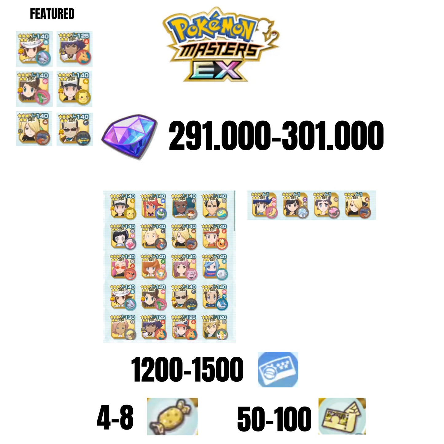 [ANDROID] 291.000-301.000 GEMS | 5 FEATURED UNITS | 24 UNITS GUARANTEED | 1200-1500 TICKET 5-STAR | 4-8 5-STAR MOVE CANDY | 50-100 5-STAR POWER UP