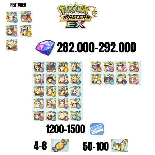 [ANDROID] 282.000-292.000 GEMS | 5 FEATURED UNITS | 28 UNITS GUARANTEED | 1200-1500 TICKET 5-STAR | 4-8 5-STAR MOVE CANDY | 50-100 5-STAR POWER UP