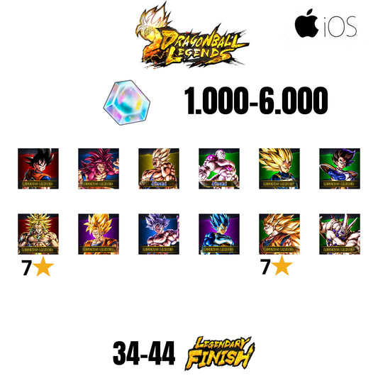 🔥6.000 CC💎12 CHARACTERS💎44 LF🔥DB LEGENDS(IOS)🔥