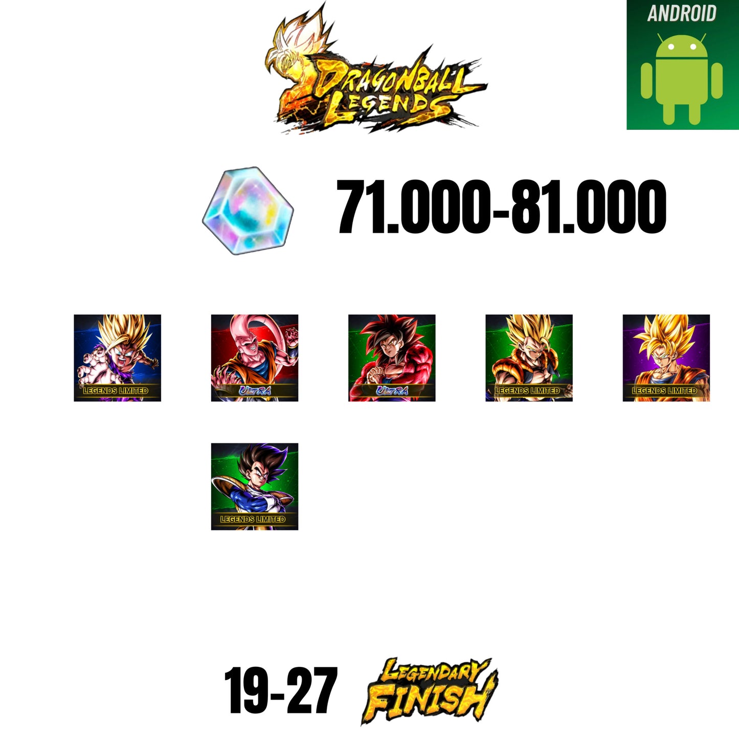 [GLOBAL][ANDROID] 71.000-81.000 CC | GOKU SS4 ULTRA  | BUUHAN ULTRA | GOHAN SS2 | GOGETA SS | 6 CHARACTERS | 16-24 LF