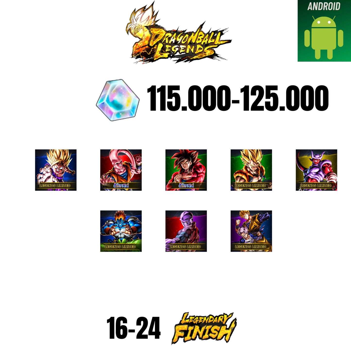 [GLOBAL][ANDROID] 115.000-125.000 CC | GOKU SS4 ULTRA  | BUUHAN ULTRA | GOHAN SS2 | GOGETA SS | 8 CHARACTERS | 16-24 LF