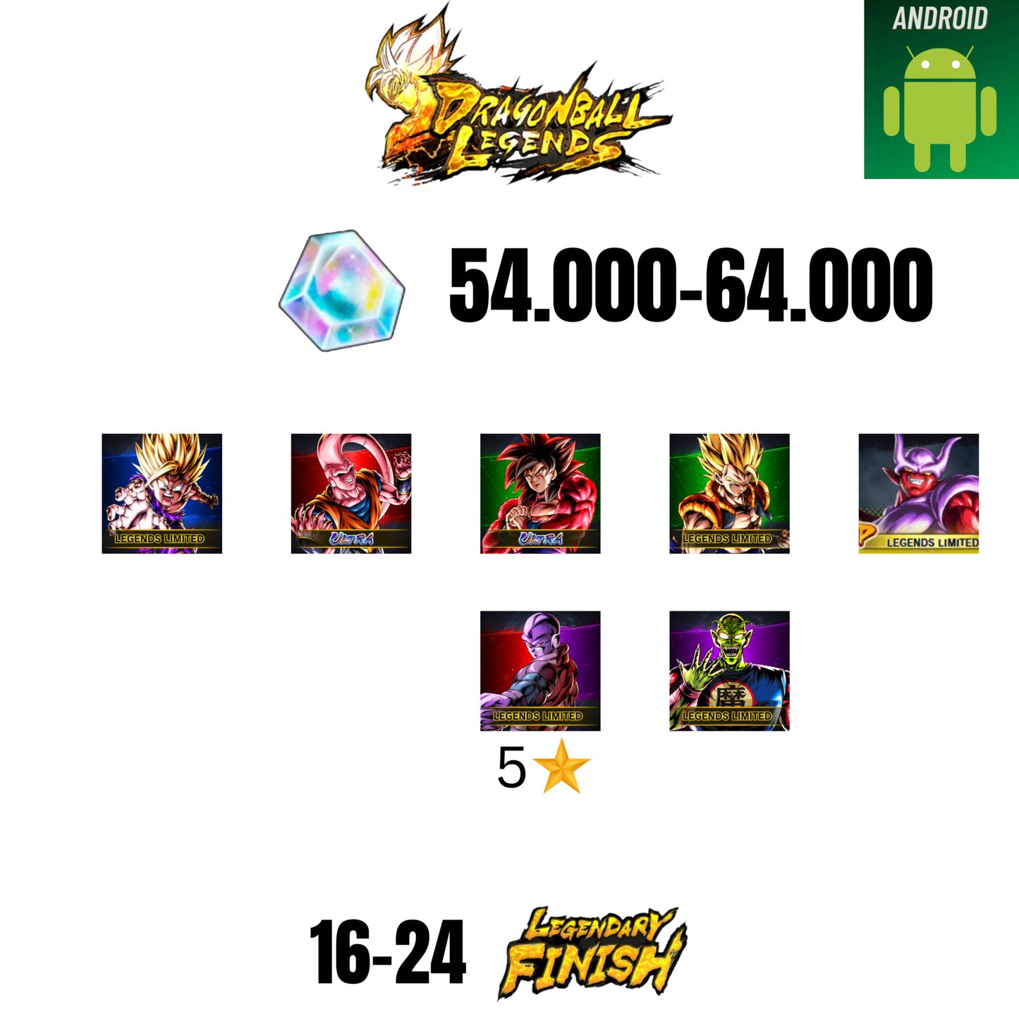 [GLOBAL][ANDROID] 54.000-64.000 CC | GOKU SS4 ULTRA  | BUUHAN ULTRA | GOHAN SS2 | GOGETA SS | 7 CHARACTERS | 16-24 LF