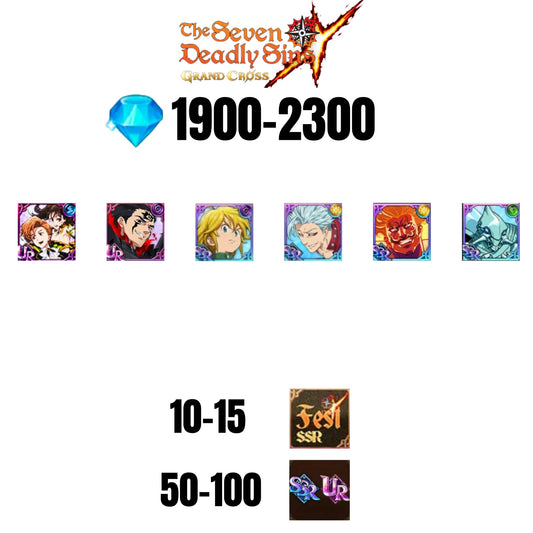 💎2300 GEMS💎6 CHARACTERS GUARANTEED🔥100 UR/SSR🌟15 FEST CHARACTERS🌟SEVEN DEADLY SINS GRAND CROSS GLOBAL/7DS