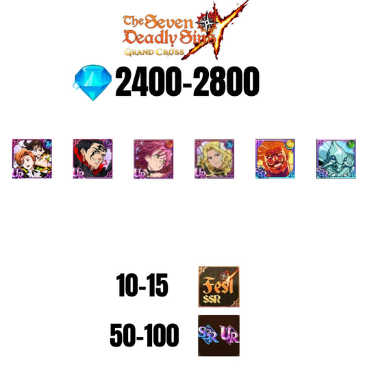 💎2800 GEMS💎6 CHARACTERS GUARANTEED🔥100 UR/SSR🌟15 FEST CHARACTERS🌟SEVEN DEADLY SINS GRAND CROSS GLOBAL/7DS