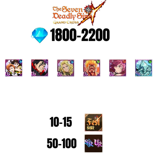 💎2200 GEMS💎6 CHARACTERS GUARANTEED🔥100 UR/SSR🌟15 FEST CHARACTERS🌟SEVEN DEADLY SINS GRAND CROSS GLOBAL/7DS