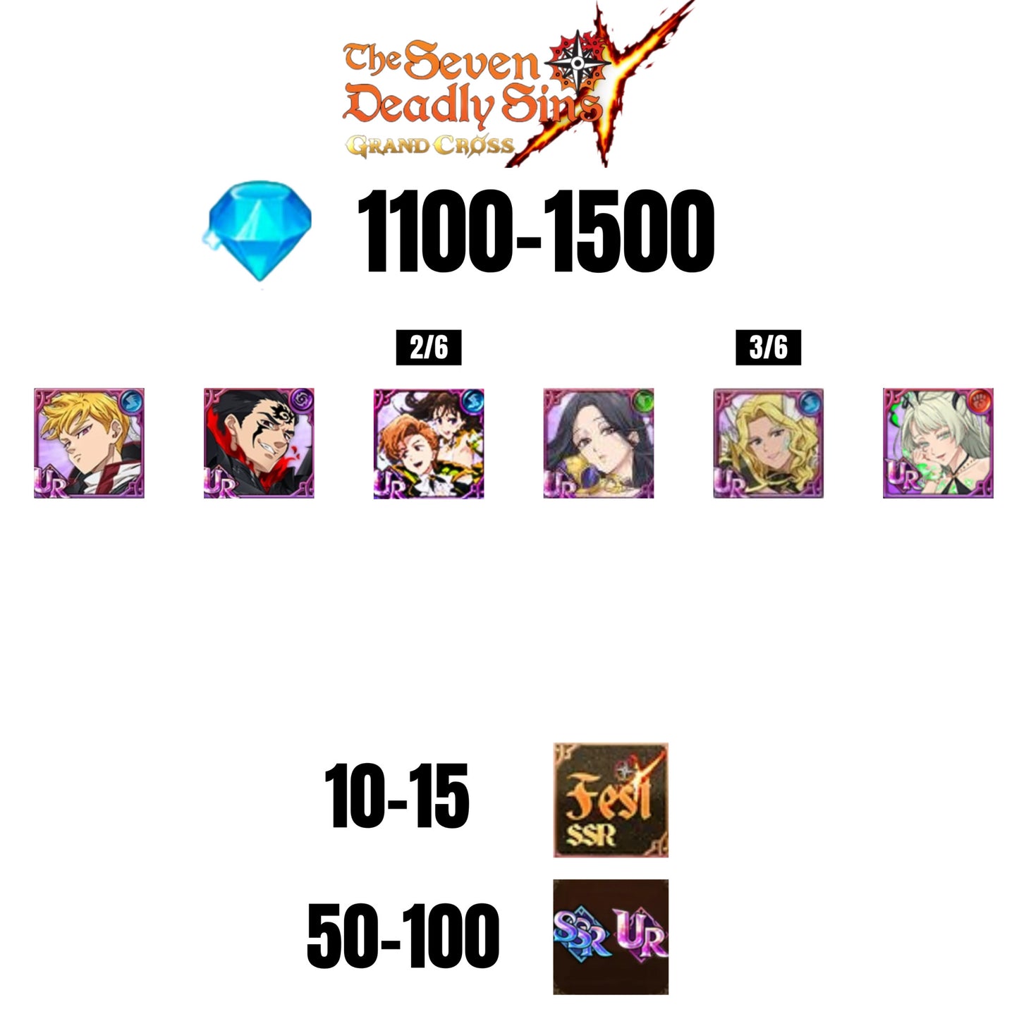 [GLOBAL] 1100-1500 GEMS | ZELDRIS DEMON KING NEW | KING/DIANE | SKULD | LANCELOT UR | THOR UR | SABUNAK UR | COCTYUS | 10-15 FEST | 50-100 UR/SSR