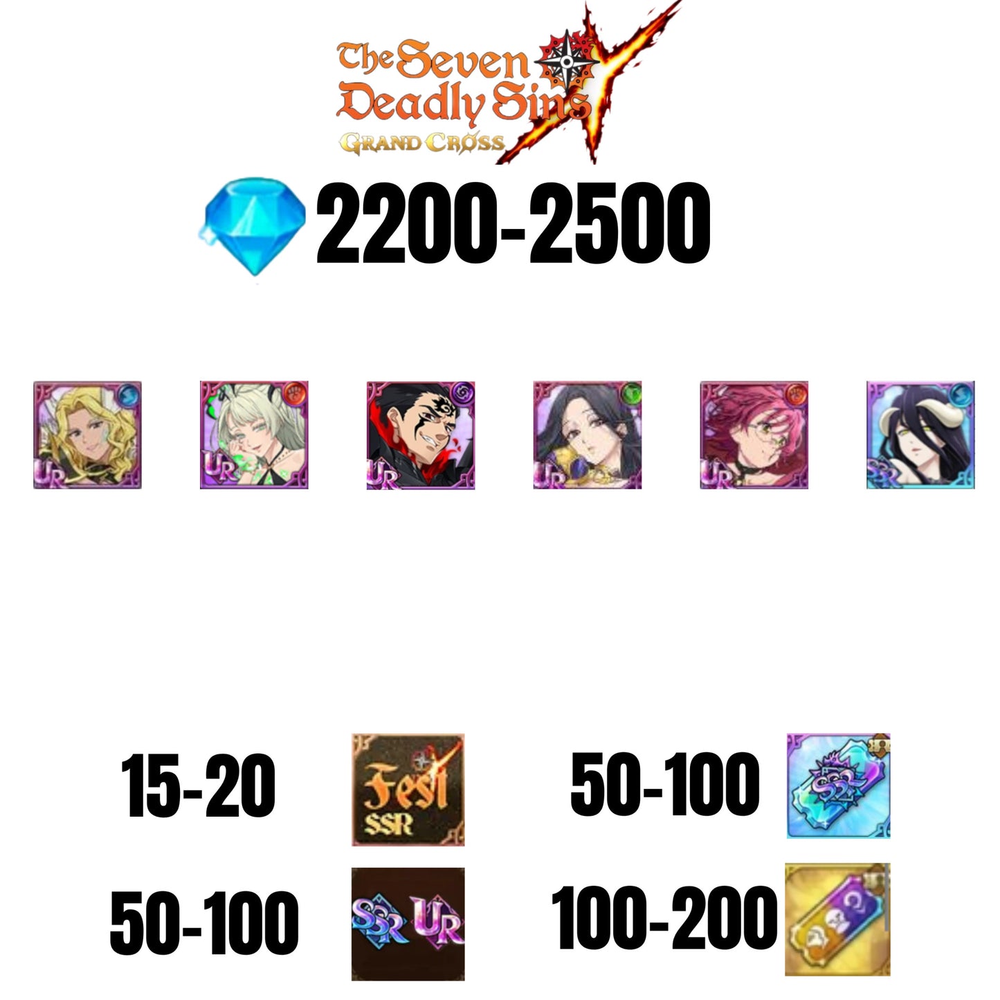[GLOBAL] 2200-2500 GEMS | ZELDRIS DEMON KING NEW | SKULD | SABUNAK | GOWTHER UR | THOR | ALBEDO | COCTYUS | 15-20 FEST | 50-100 UR/SSR | 50-100 TICKET SSR