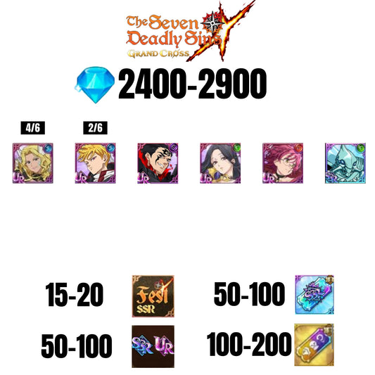 [GLOBAL] 2400-2900 GEMS | ZELDRIS DEMON KING NEW | SKULD | SABUNAK | LANCELOT | THOR UR | GOWTHER UR | COCTYUS | 15-20 FEST | 50-100 UR/SSR | 50-100 TICKET SSR