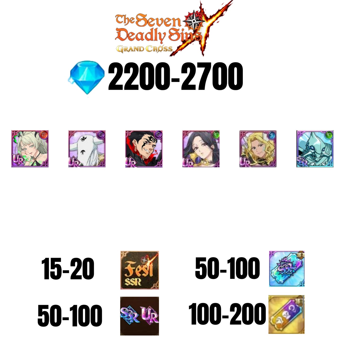 [GLOBAL] 2200-2700 GEMS | ZELDRIS DEMON KING NEW | SKULD | SABUNAK | THOR | MAEL DARK UR | COCTYUS | 15-20 FEST | 50-100 UR/SSR | 50-100 TICKET SSR