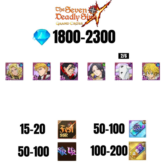 [GLOBAL] 1800-2300 GEMS | ZELDRIS DEMON KING NEW | SKULD | THOR | LANCELOT | MELIODAS DEMON KING UR | MAEL DARK UR | COCTYUS | 15-20 FEST | 50-100 UR/SSR | 50-100 TICKET SSR