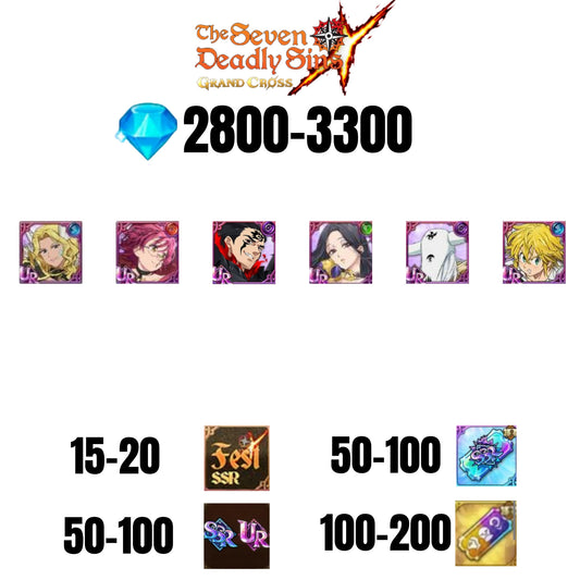 [GLOBAL] 2800-3300 GEMS | ZELDRIS DEMON KING NEW | SKULD | GOWTHER UR | THOR | MELIODAS DEMON KING UR | MAEL DARK UR | COCTYUS | 15-20 FEST | 50-100 UR/SSR | 50-100 TICKET SSR