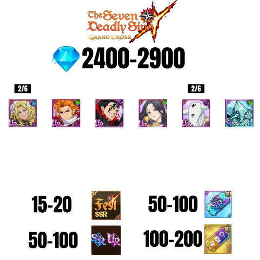 [GLOBAL] 2400-2900 GEMS | ZELDRIS DEMON KING NEW | SKULD | ARTHUR UR | LANCELOT | THOR | MAEL DARK UR | COCTYUS | 15-20 FEST | 50-100 UR/SSR | 50-100 TICKET SSR