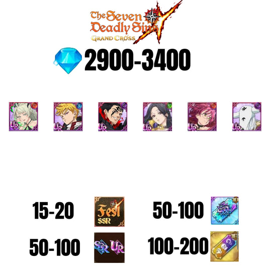 [GLOBAL] 2900-3400 GEMS | ZELDRIS DEMON KING NEW | SKULD | SABUNAK | LANCELOT | GOWTHER UR | MAEL DARK UR | COCTYUS | 15-20 FEST | 50-100 UR/SSR | 50-100 TICKET SSR