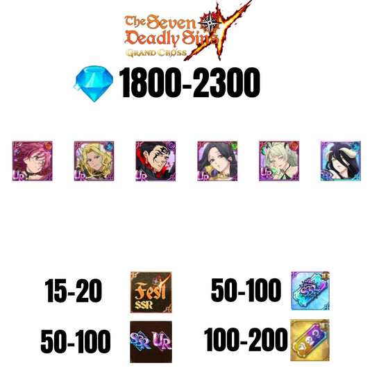 [GLOBAL] 1800-2300 GEMS | ZELDRIS DEMON KING NEW | SKULD | SABUNAK | GOWTHER UR | THOR | COCTYUS | 15-20 FEST | 50-100 UR/SSR | 50-100 TICKET SSR