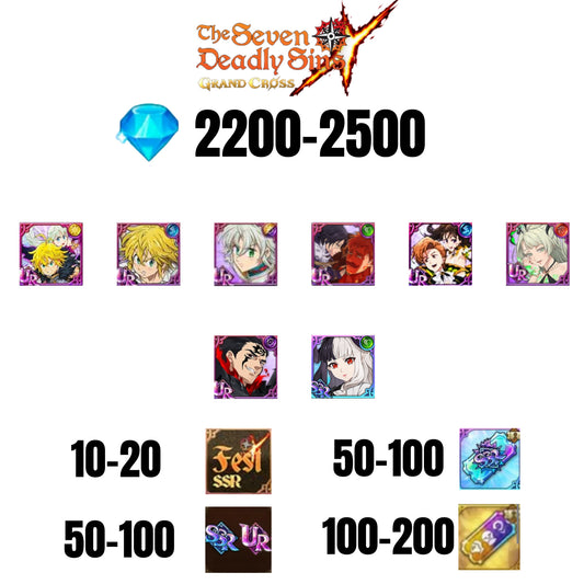 [GLOBAL] 2200-2500 GEMS | TRISTAN | ESCANOR/MERLIN | 7 FEST UR | 10-20 FEST SSR | 30-70 UR/SSR | 50-100 TICKET SSR