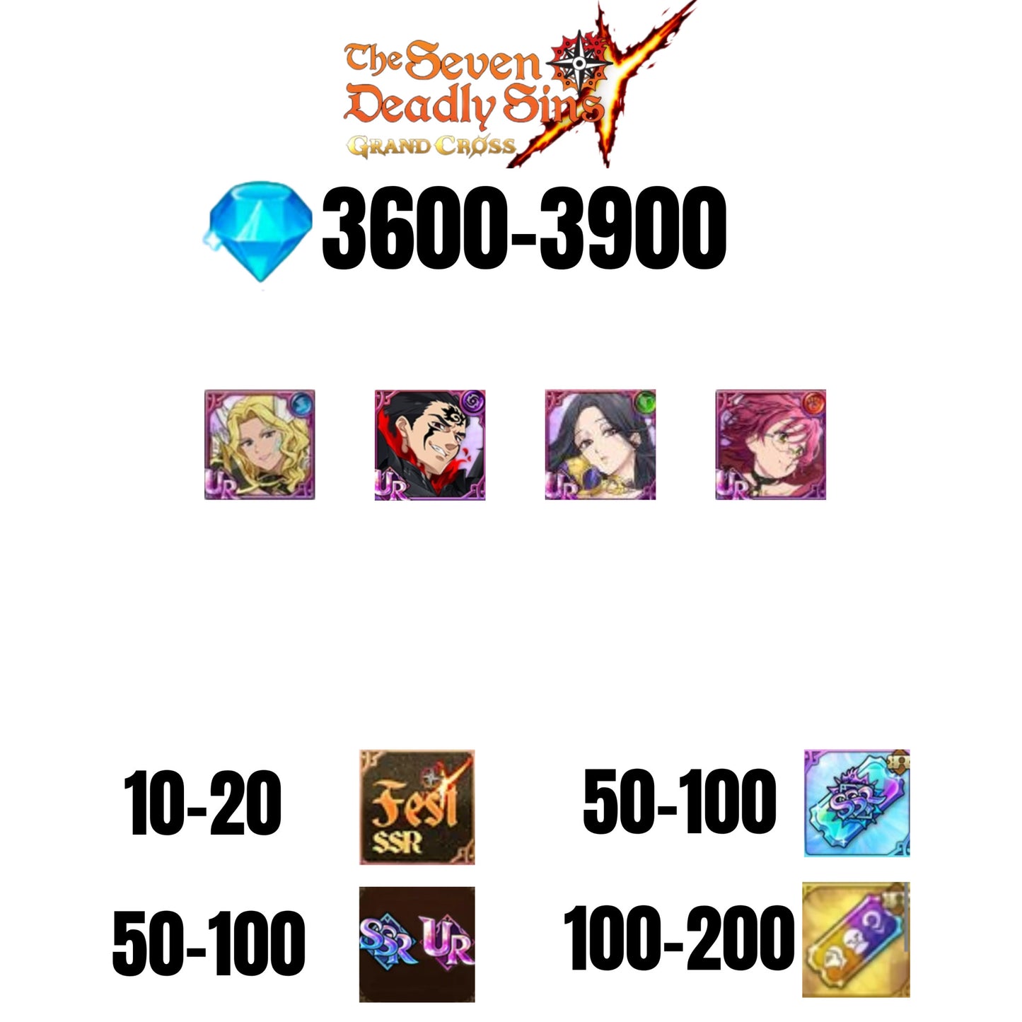 [GLOBAL] 3600-3900 GEMS | ZELDRIS DEMON KING NEW | SKULD | THOR | GOWTHER UR | COCTYUS | 10-20 FEST | 30-70 UR/SSR | 50-100 TICKET SSR