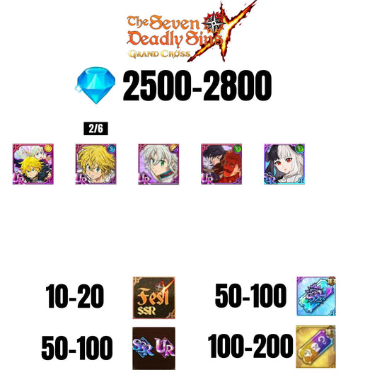 [GLOBAL] 2500-2800 GEMS | TRISTAN | ESCANOR/MERLIN | 4 FEST UR | 10-20 FEST SSR | 30-70 UR/SSR | 50-100 TICKET SSR