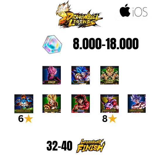 [GLOBAL][IOS] 8.000-18.000 CC | GOGETA BLU ULTRA | BROLY LEGEND | ROSE LEGENDS | 8 CHARACTERS | 32-40 LF
