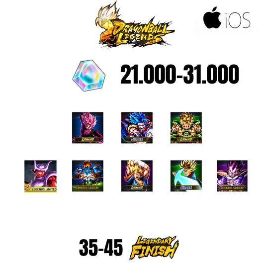 [GLOBAL][IOS] 21.000-31.000 CC | GOGETA BLU ULTRA | BROLY LEGEND | ROSE LEGENDS | VEGITO LEGEND | TRUNK ULTRA | 8 CHARACTERS | 35-45 LF