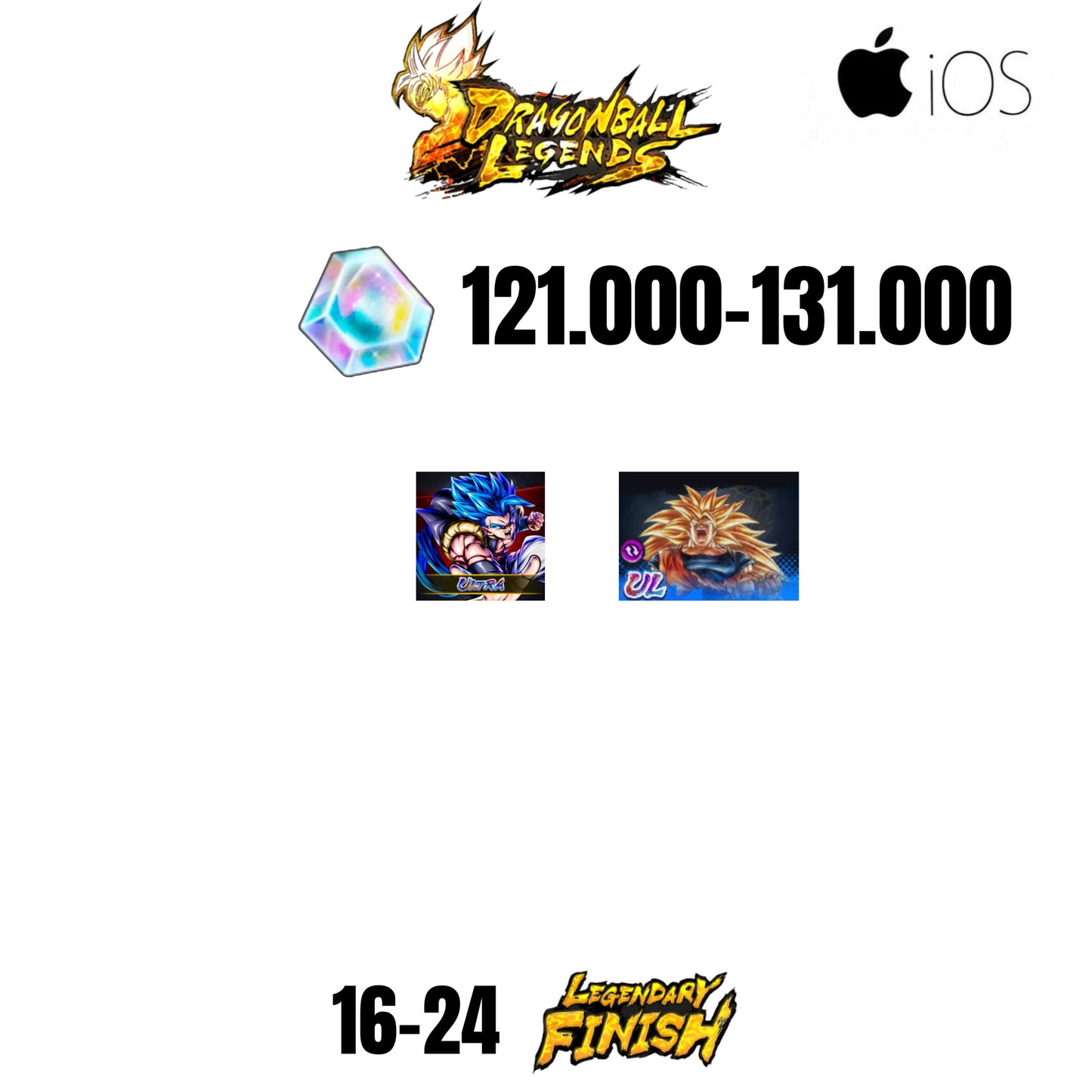 [GLOBAL][IOS] 121.000-131.000 CC | GOKU SS3/VEGETA SS2 ULTRA | GOGETA ULTRA | 2 ULTRA CHARACTERS | 16-24 LF
