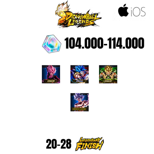 [GLOBAL][IOS] 104.000-114.000 CC | GOGETA BLU ULTRA | BROLY LEGEND | ROSE LEGENDS | 4 CHARACTERS | 20-28 LF