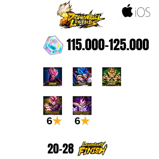 [GLOBAL][IOS] 115.000-125.000 CC | GOGETA BLU ULTRA | BROLY LEGEND | ROSE LEGENDS | 5 CHARACTERS | 20-28 LF