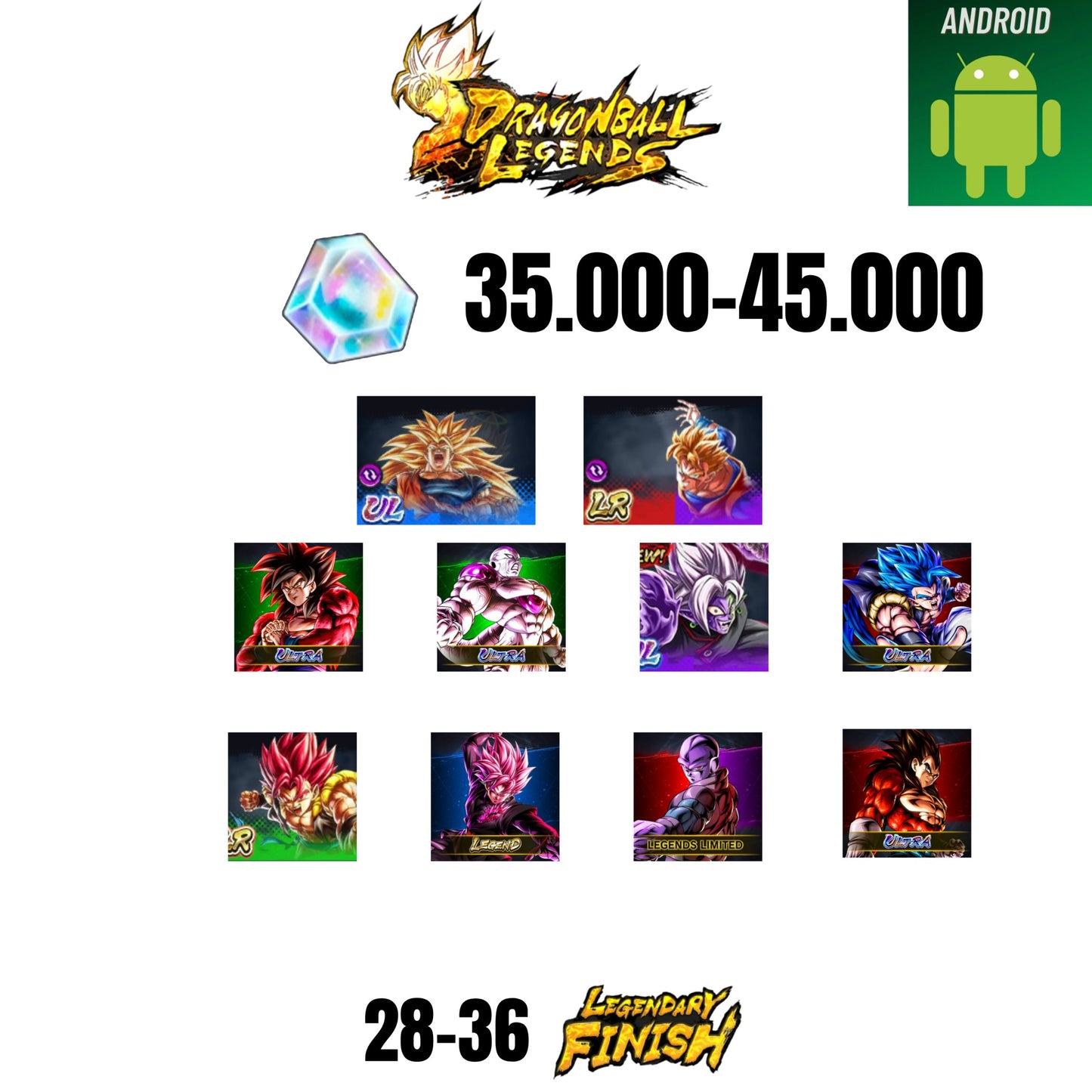 [GLOBAL][ANDROID] 35.000-45.000 CC | GOKU SS3/VEGETA SS2 | GOHAN/TRUNKS | 3 LEGEND | 6 ULTRA | 10 CHARACTERS | 28-36 LF