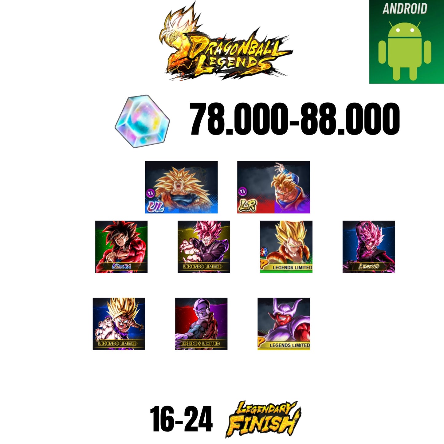 [GLOBAL][ANDROID] 78.000-88.000 CC | GOKU SS3/VEGETA SS2 | GOHAN/TRUNKS | 2 LEGEND | 2 ULTRA | 9 CHARACTERS | 24-32 LF