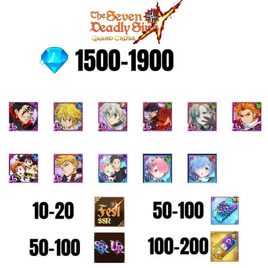 [GLOBAL] 1500-1900 GEMS | SUBARU/BEATRICE | TRISTAN | ESCANOR/MERLIN | SALOS | 8 FEST UR | 10-20 FEST SSR | 50-100 UR/SSR | 50-100 TICKET SSR | 3 COLLAB