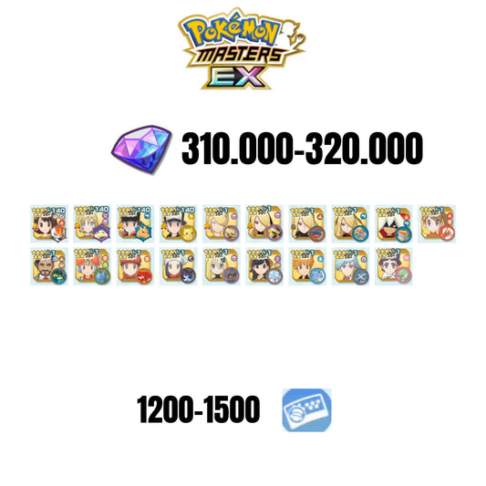[ANDROID] 310.000-320.000 GEMS | RED&CHARIZARD 2025 | IRIDA&TYPHLOSION 2025 | GLORIA&CINDERACE 2025 | RED&PIKACHU | ETHELO&GIRATINA | CYNTHIA&GIRATINA | 13 MASTERPARTY | 1200-1500 TICKET 5-STAR