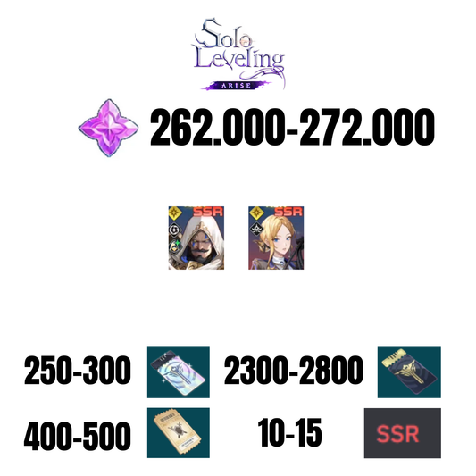 [GLOBAL] 262000-272000 GEMS | MARTINEZ | LAURA | 10-15 SSR | 250-300 SPECIAL DRAW TICKETS | 2300-2800 NORMAL DRAW TICKETS | 400-500 EQUIP TICKETS